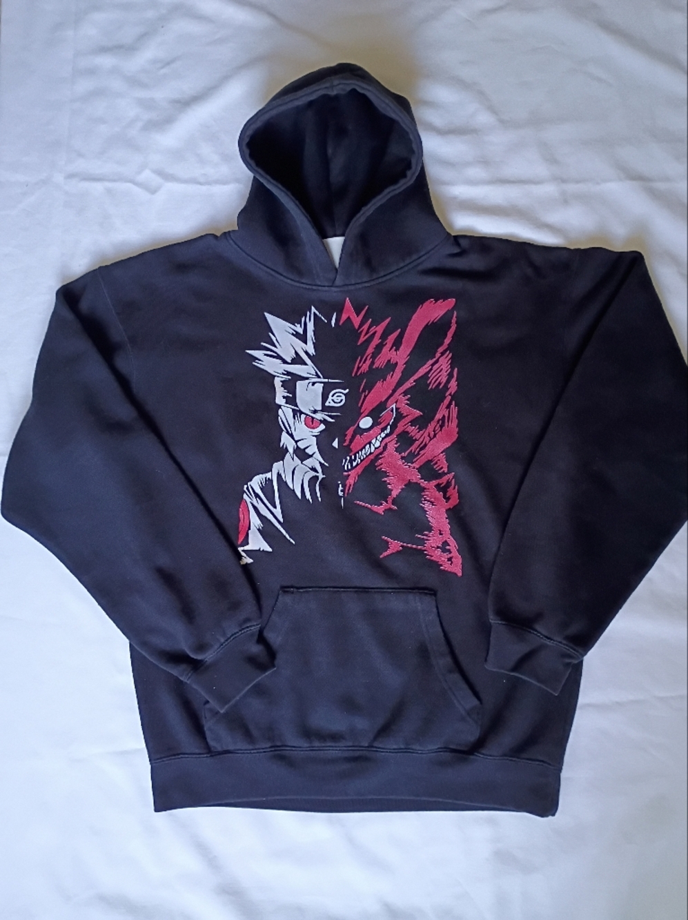 Pacific & Co. Black Graphic Anime Hoodie with Red and White Design